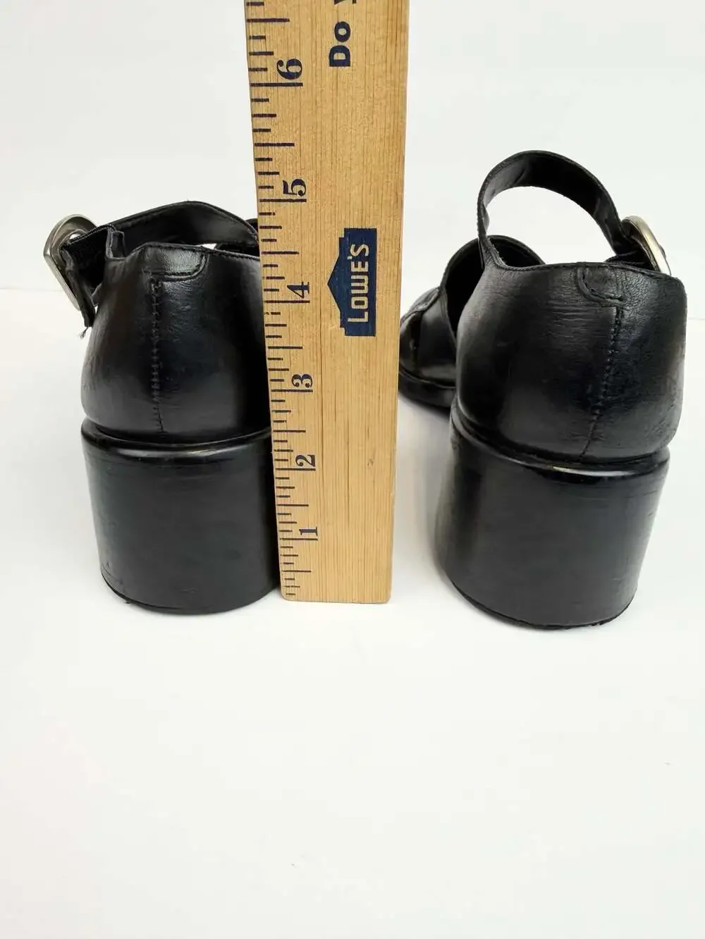 Diba Black Leather Fisherman Chunky Heel Mary Jane Sandals Size 9